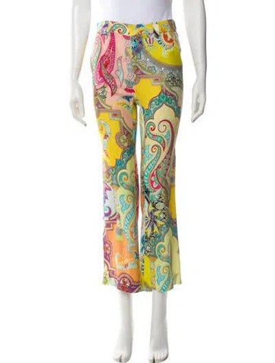 Pre-owned Adriana Iglesias Silk Straight Leg Pants In Yellow