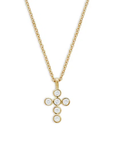 Adriana Orsini Women's 18k Goldplated & Cubic Zirconia Cross Pendant Necklace In Brass