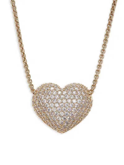 Adriana Orsini Women's 18k Goldplated & Cubic Zirconia Puffy Heart Pendant Necklace In Brass