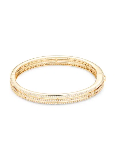 Adriana Orsini Women's 18k Goldplated & Cubic Zirconia Triple Row Bangle Bracelet In Brass