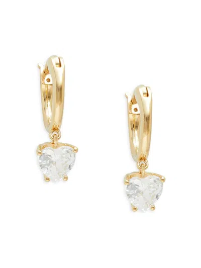 Adriana Orsini Women's 18k Goldplated Brass & Crystal Heart Drop Huggie Earrings
