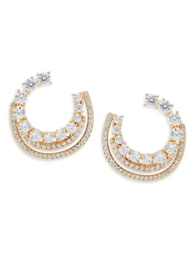 Adriana Orsini Women's 18k Goldplated Brass & Cubic Zirconia Crescent Earrings