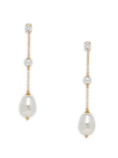 Adriana Orsini Women's 18k Goldplated, Simulated Pearl & Cubic Zirconia Dangle Earrings In Brass