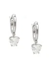 ADRIANA ORSINI WOMEN'S 18K RHODIUM PLATED BRASS & CUBIC ZIRCONIA HEART DROP HUGGIE EARRINGS