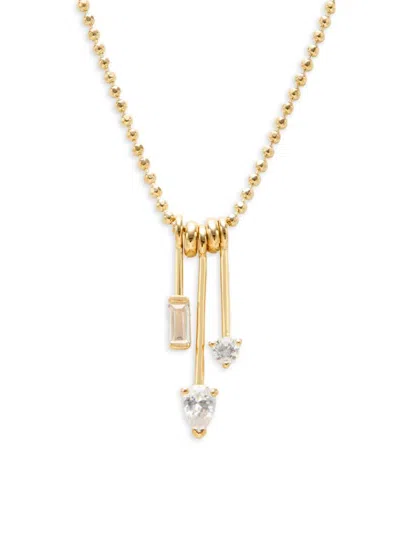 Adriana Orsini Women's 18k Yellow Goldplated Cubic Zirconia Stick Pendant Beaded Necklace