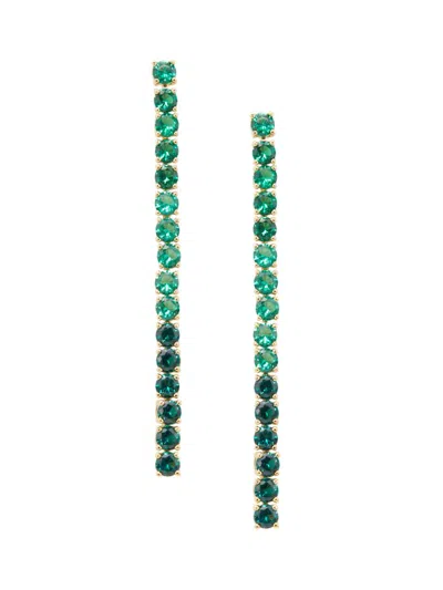 Adriana Orsini Women's 18k-gold-plated & Crystal Tennis Earrings In Green