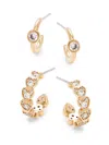 Adriana Orsini Women's 2-piece 18k Golpldated Jordan Heart Half Hoop Earrings Set In Brass
