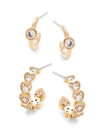 Adriana Orsini Women's 2-piece 18k Golpldated Jordan Heart Half Hoop Earrings Set In Brass