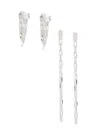 ADRIANA ORSINI WOMEN'S 2-PIECE RHODIUM-PLATED & CUBIC ZIRCONIA EMPIRE SWAG LINEAR EARRING SET