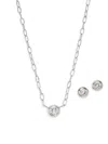 ADRIANA ORSINI WOMEN'S 2-PIECE RHODIUM PLATED & CUBIC ZIRCONIA STUD EARRINGS & NECKLACE SET