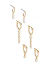 ADRIANA ORSINI WOMEN'S 3-PIECE LOVEALL 18K GOLDPLATE & CUBIC ZIRCONIA HUGGY EARRINGS