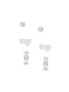 Adriana Orsini Women's Set Of 3 Rhodium Plated & Cubic Zirconia Heart Earrings Set In Brass
