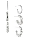 ADRIANA ORSINI WOMEN'S 3-PIECE RHODIUM PLATED HUGGIE EARRINGS