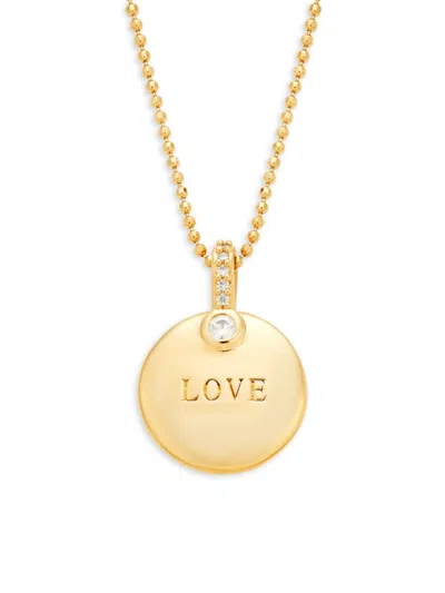 Adriana Orsini Women's Adore 18k Goldplated & Cubic Zirconia Love Charm Necklace In Brass