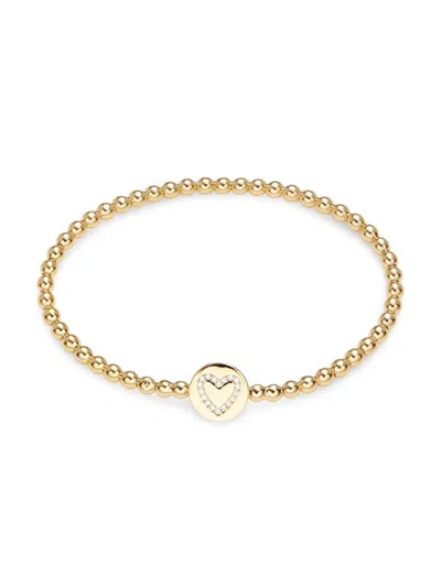 Adriana Orsini Women's Adore 18k Goldplated & Cubic Zirconia Open Heart Beaded Bracelet In Brass