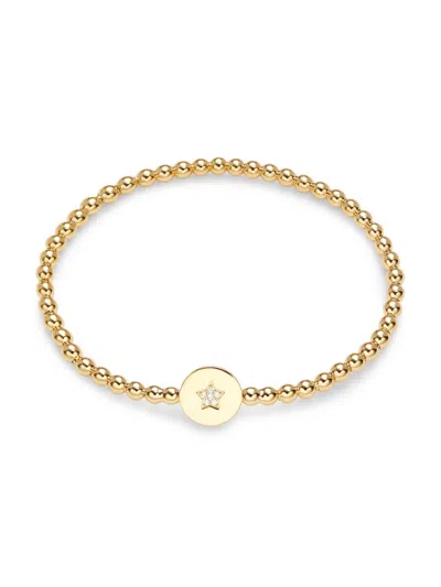 Adriana Orsini Women's Adore 18k Goldplated & Cubic Zirconia Star Disc Beaded Bracelet In Brass