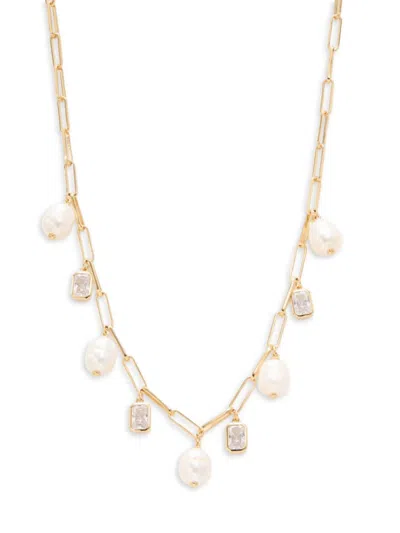 Adriana Orsini Women's Alexandria Shakey 18k Goldplated Sterling Silver, 7.5-8mm Freshwater Pearl & Cubic Zirconia