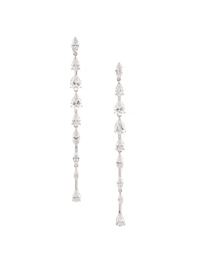 Adriana Orsini Women's Anna 18k-gold-plated & Cubic Zirconia Linear Earrings In Silver