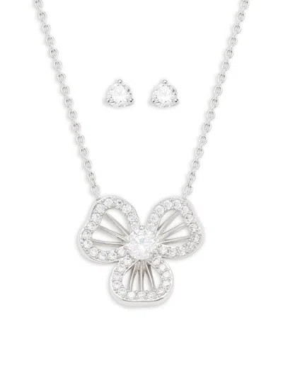 Adriana Orsini Women's Bella 2-piece White Rhodium Plated & Cubic Zirconia Earrings & Necklace Set