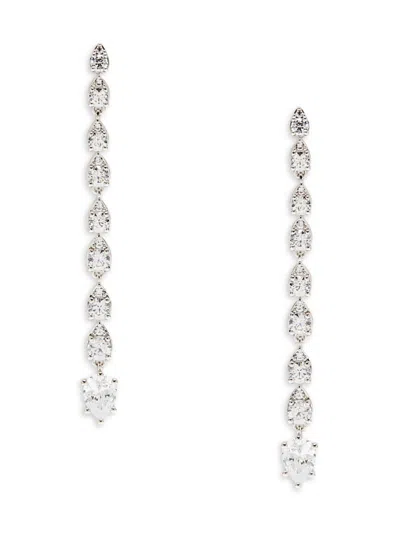 Adriana Orsini Women's Bella White Rhodium Plated & Cubic Zirconia Drop Earrings