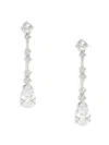 Adriana Orsini Women's Beloved Pear Cubic Zirconia Drop Linear Earrings In White
