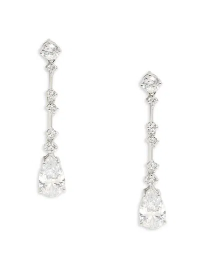 Adriana Orsini Women's Beloved Pear Cubic Zirconia Drop Linear Earrings In White