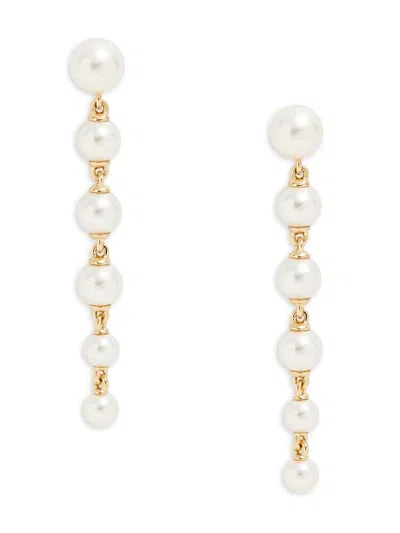 Adriana Orsini Women's Bianca 18k Goldplated & 4-6mm Simulated Pearl Linear Drop Earrings In Brass