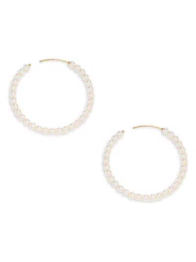 Adriana Orsini Women's Bianca 18k Goldplated & Pearl Hoop Earrings In Goldtone