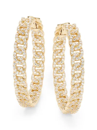 Adriana Orsini Women's Billie 18k Goldplated Sterling Silver & Cubic Zirconia Chain Hoop Earrings