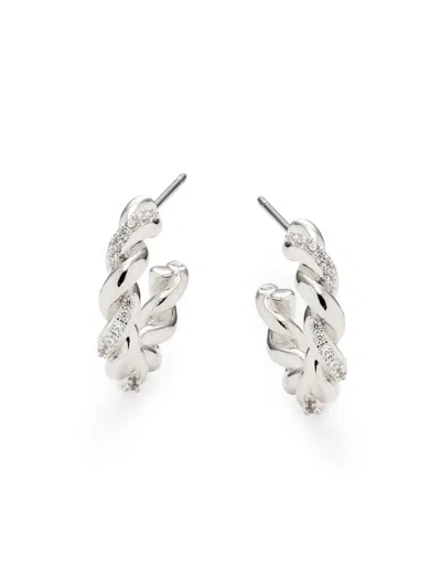 Adriana Orsini Women's Brunch Rhodium Plated & Cubic Zirconia Twisted Pave Earrings In Brass