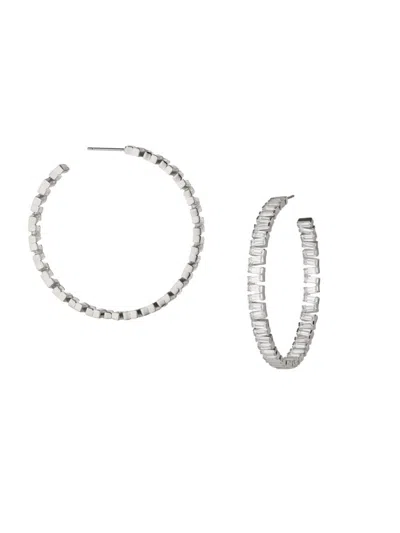 Adriana Orsini Women's Chateau Rhodium Plated & Cubic Zirconia Hoop Earrings In Brass