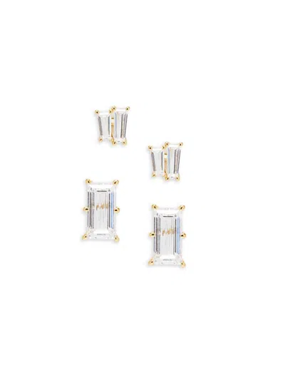 Adriana Orsini Women's Chateau Set Of 2 18k Goldplated & Cubic Zirconia Stud Earrings In Brass