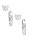 ADRIANA ORSINI WOMEN'S CIRQUE SET OF 2 RHODIUM PLATED & CUBIC ZIRCONIA EARRINGS SET