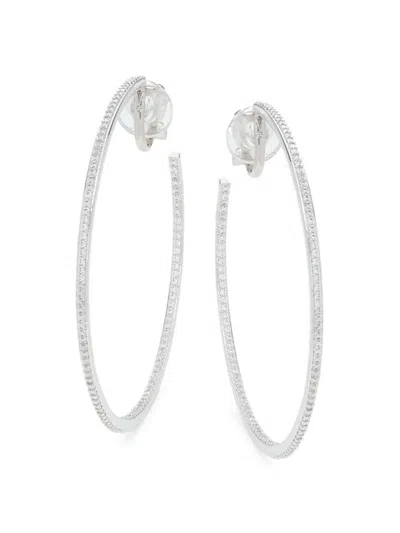 Adriana Orsini Women's Cubic Zirconia Large Hoop Clip-on Earrings In Metallic