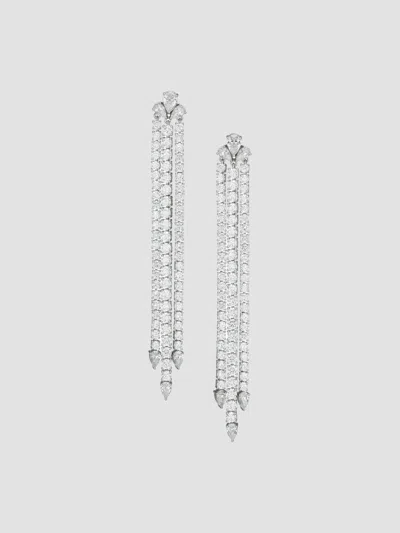 Adriana Orsini Daytime Rhodium-plated Linear Fringe Earrings In Silver
