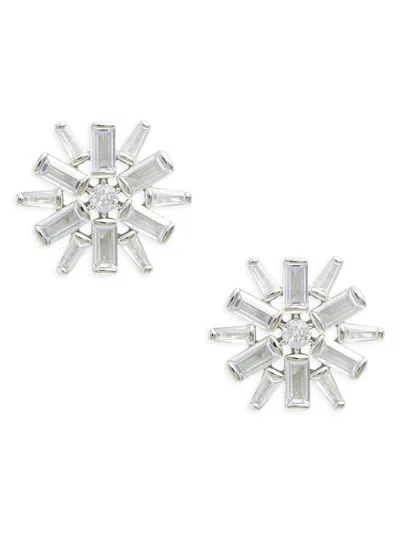 Adriana Orsini Women's Deco 18k Rhodium Plated Brass & Cubic Zirconia Snow Stud Earrings