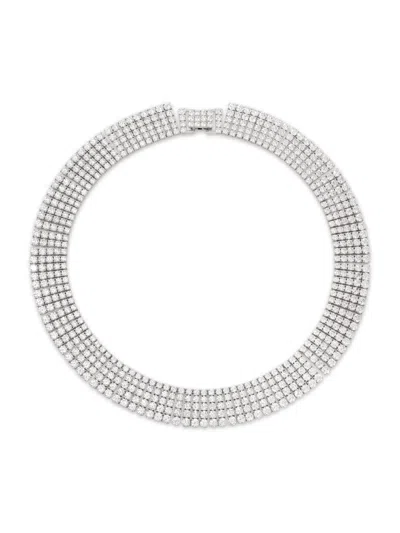 Adriana Orsini Women's Diana Drama Rhodium-plated & Cubic Zirconia Collar Necklace In Silver