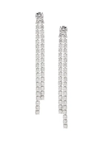 Adriana Orsini Women's Diana Rhodium-plated & Cubic Zirconia Double Linear Earrings In Metallic