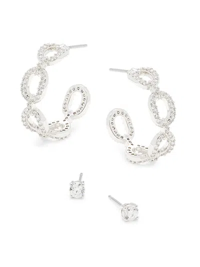 Adriana Orsini Women's Frost 2-piece White Rhodium Plated & Cubic Zirconia Earrings Set