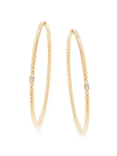 Adriana Orsini Women's Golden Hour 18k Goldplated & Cubic Zirconia Extra Large Hoop Earrings In Brass