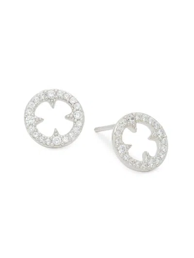 Adriana Orsini Women's Heart & Soul Sterling Silver & Cubic Zirconia Clover-disc Stud Earrings