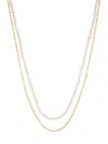 Adriana Orsini Women's La Vie 18k Goldplated, Simulated Pearl & Cubic Zirconia Layered Necklace In Brass
