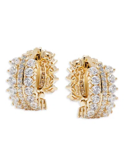 Adriana Orsini Women's Leah 18 Goldplated & Cubic Zirconia Pave Huggie Earrings In Brass