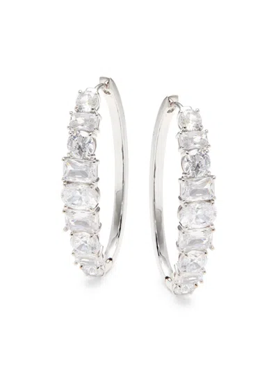 Adriana Orsini Women's Mesmerize Deco 18k Rhodium Plated Brass & Cubic Zirconia Drop Earrings