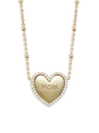 Adriana Orsini Women's Mom 18k Goldplated & Cubic Zirconia Heart Necklace In Brass
