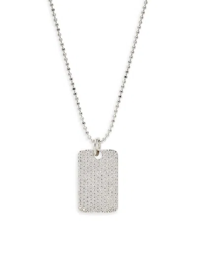 Adriana Orsini Women's Pave The Way Rhodium Plated & Cubic Zirconia Tag Pendant Necklace In Brass
