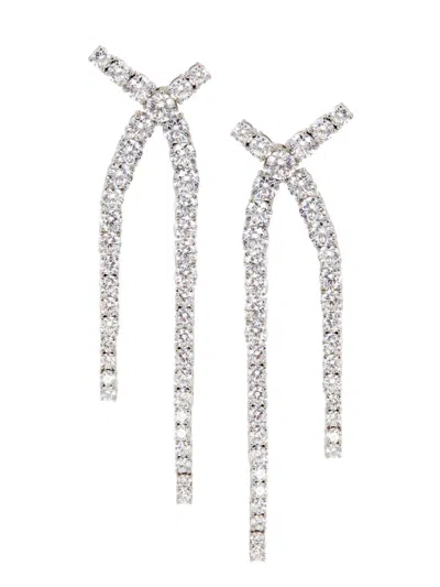 Adriana Orsini Women's Perfect Rhodium-plated & Cubic Zirconia Tennis Crossover Linear Earrings In Metallic