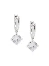 Adriana Orsini Women's Rhodium Plated & Cubic Zirconia Drop Huggie Earrings In Brass