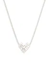 Adriana Orsini Women's Rhodium Plated & Cubic Zirconia Heart Cluster Pendant Necklace In Brass