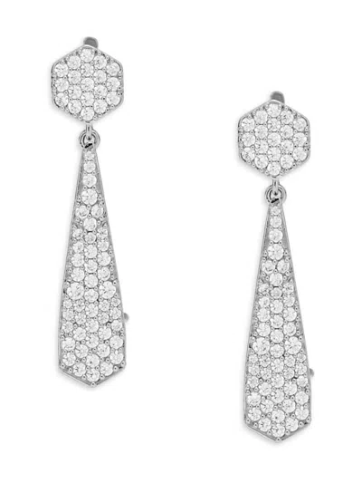 Adriana Orsini Women's Rhodium Plated & Cubic Zirconia Hexagon Drop Earrings In Brass